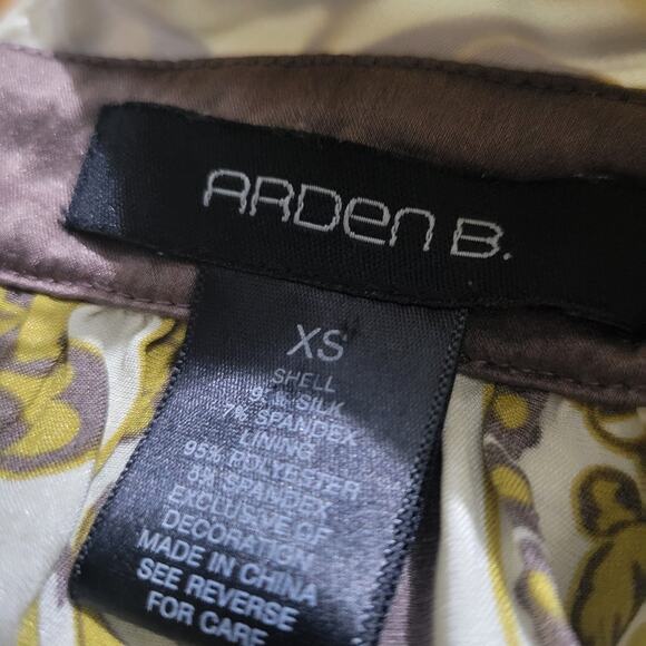 Vintage Arden B Silk Halter Top Brown Silk Beaded Scarf Baroque Print Straps XS - Picture 6 of 12